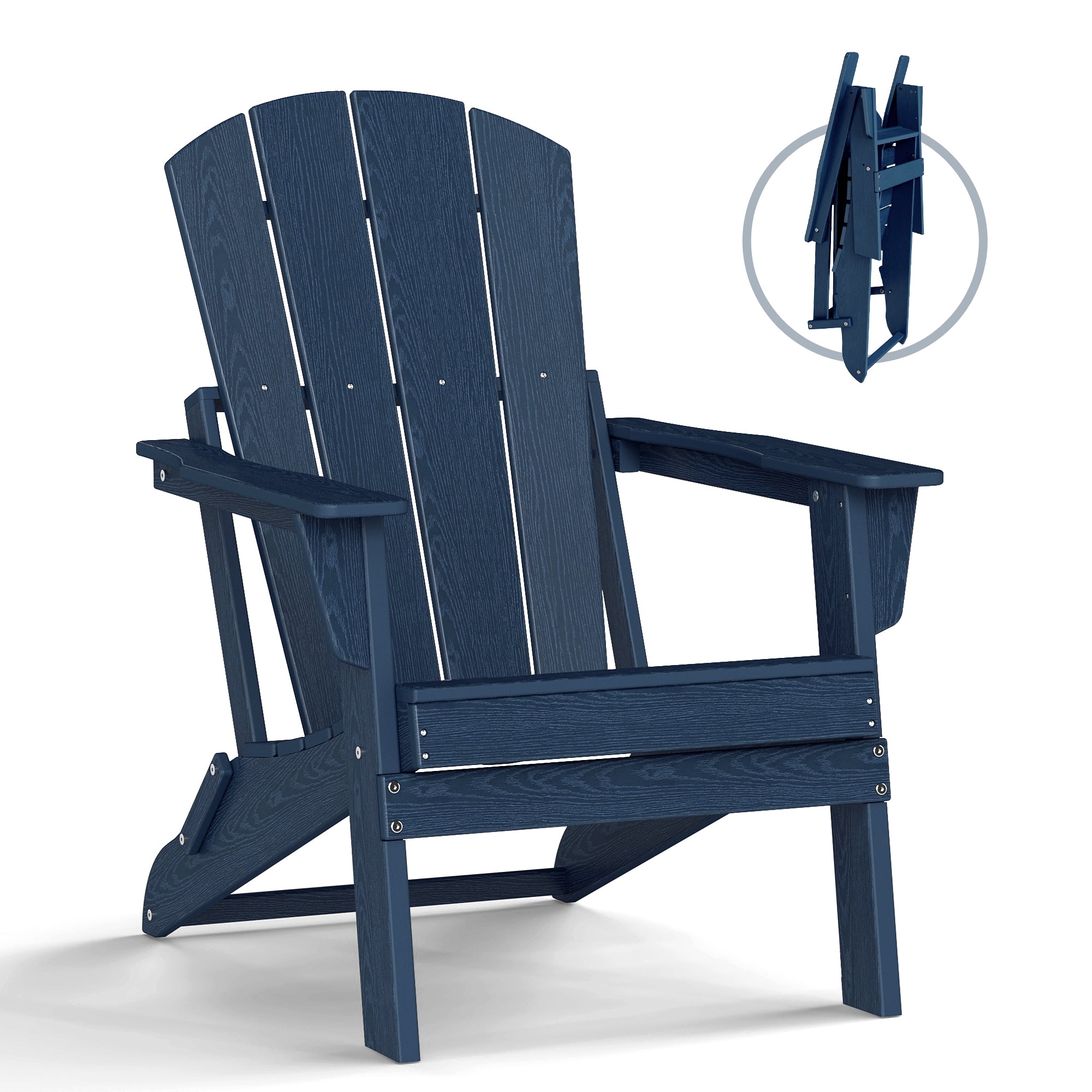 Foldable Wood Grain HDPE Adirondack Chair , 2 Pack & 4 Pack ,  all-weather , 304 Stainless Steel Hardware