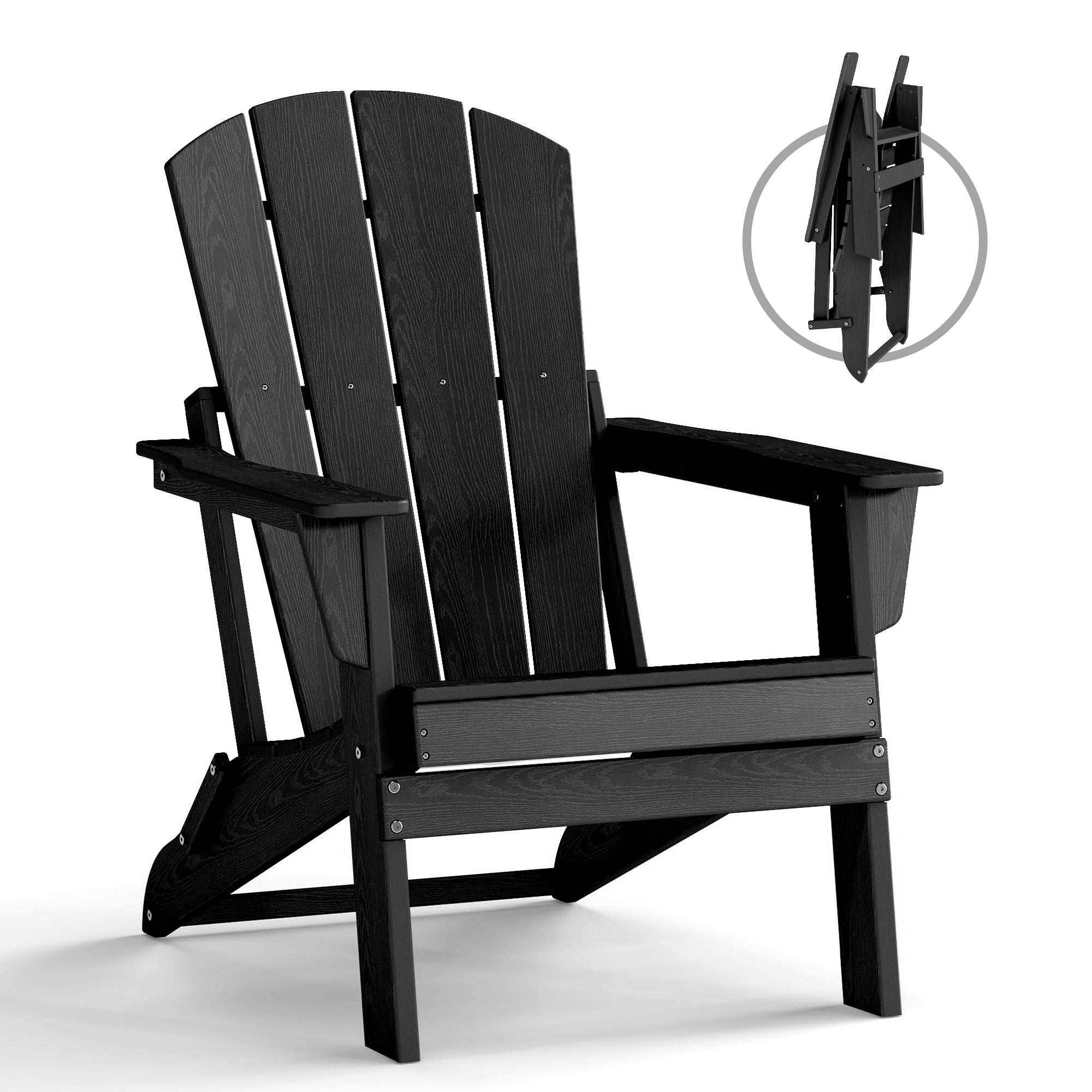 Foldable Wood Grain HDPE Adirondack Chair , 2 Pack & 4 Pack ,  all-weather , 304 Stainless Steel Hardware