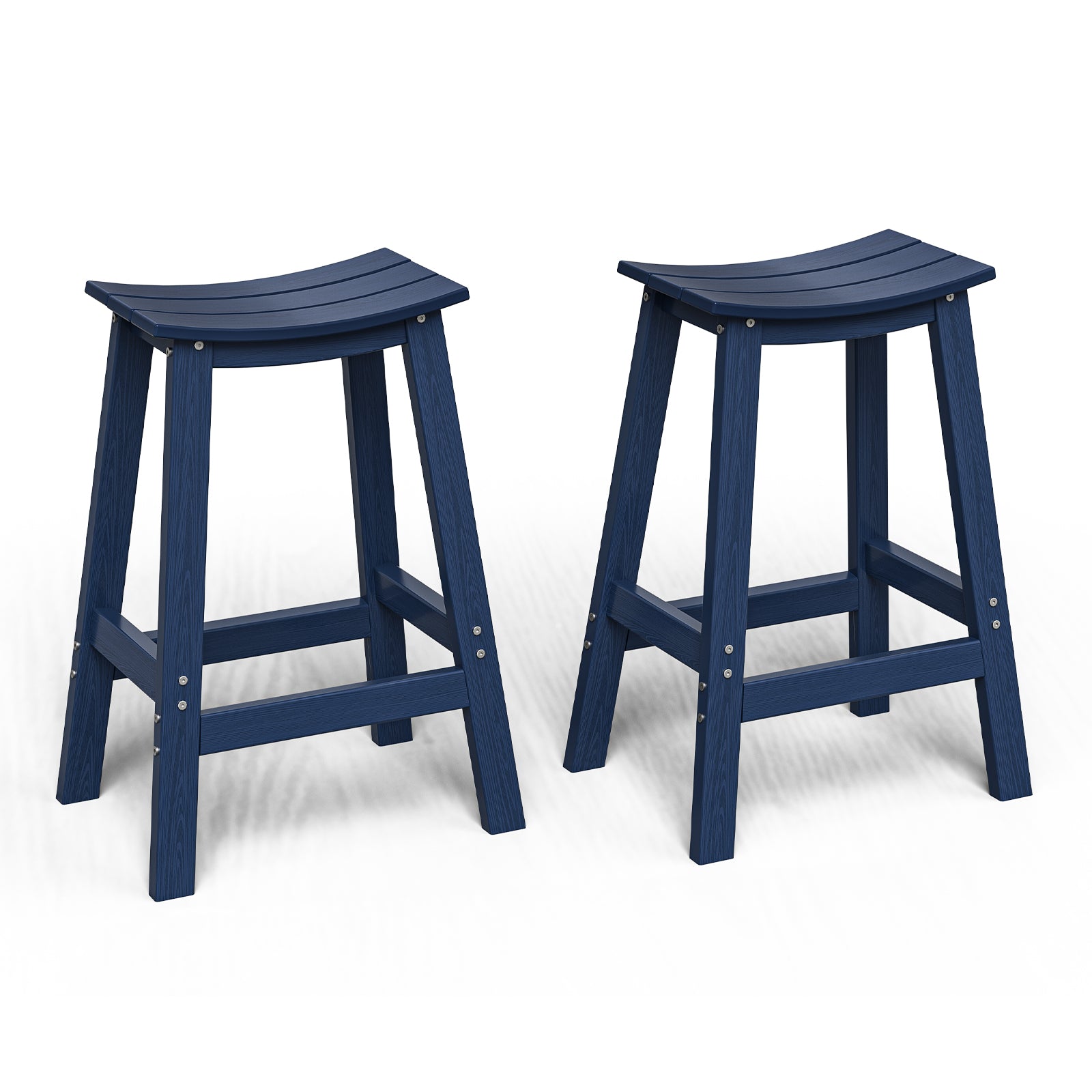 Awoutwood HDPE Saddle Bar Stool Set of 2 , Curved Seat with Built-in Foot Rest & UV-resistant