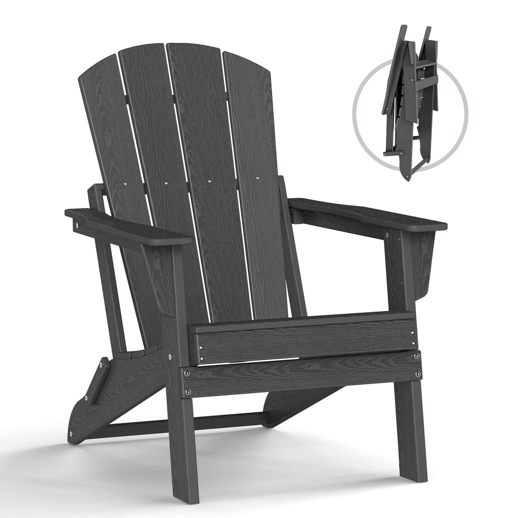 Foldable Wood Grain HDPE Adirondack Chair , 2 Pack & 4 Pack ,  all-weather , 304 Stainless Steel Hardware