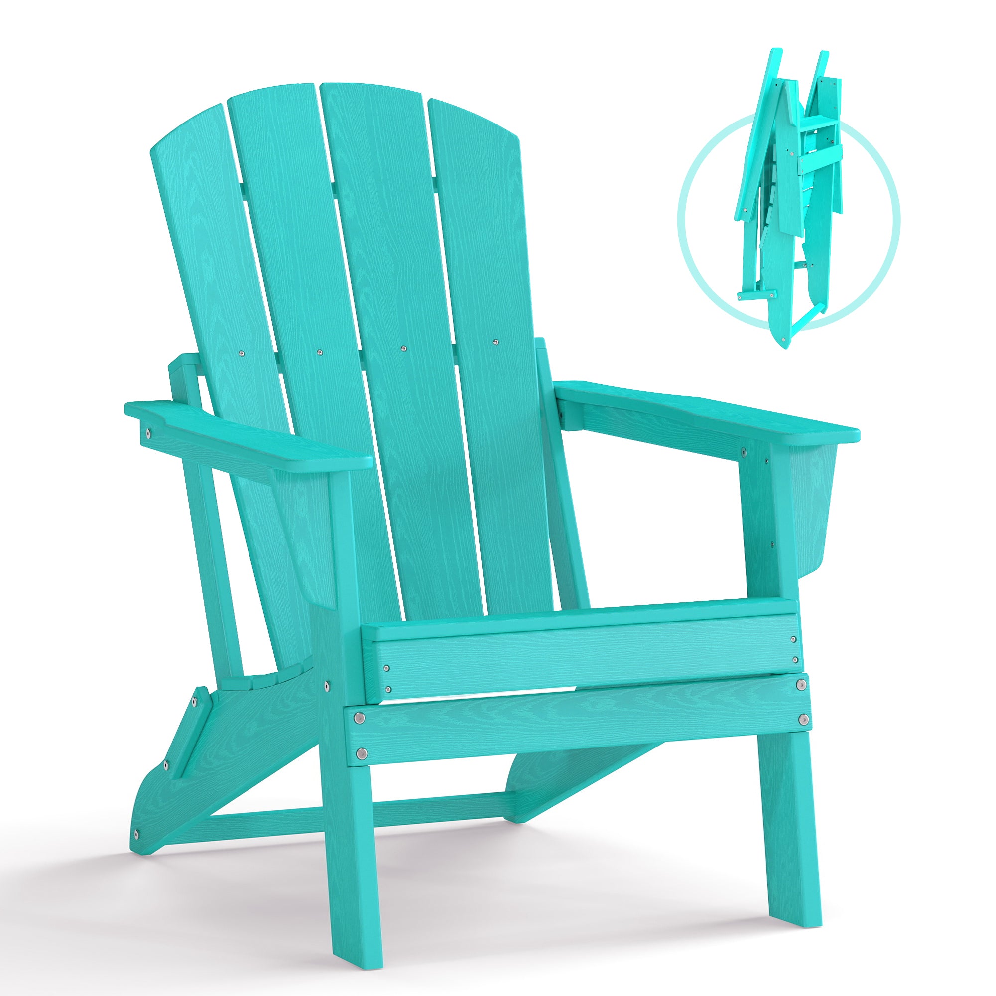 Foldable Wood Grain HDPE Adirondack Chair , 2 Pack & 4 Pack ,  all-weather , 304 Stainless Steel Hardware