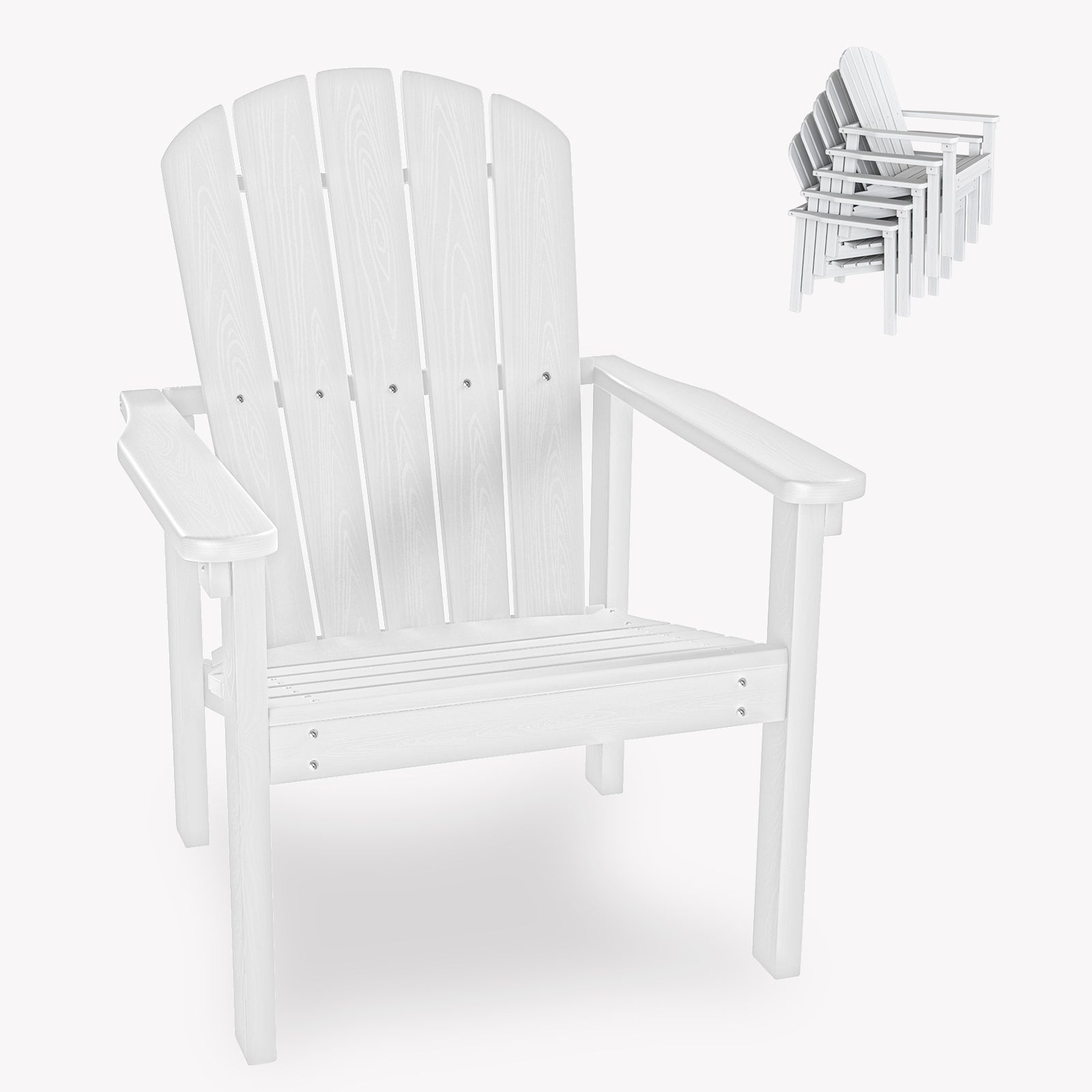 Awoutwood Stackable HDPE Adirondack Dining Chair, 2Pack & 4Pack , Wood Grain Ergonomic Compact Design for Fire Pit & Patio