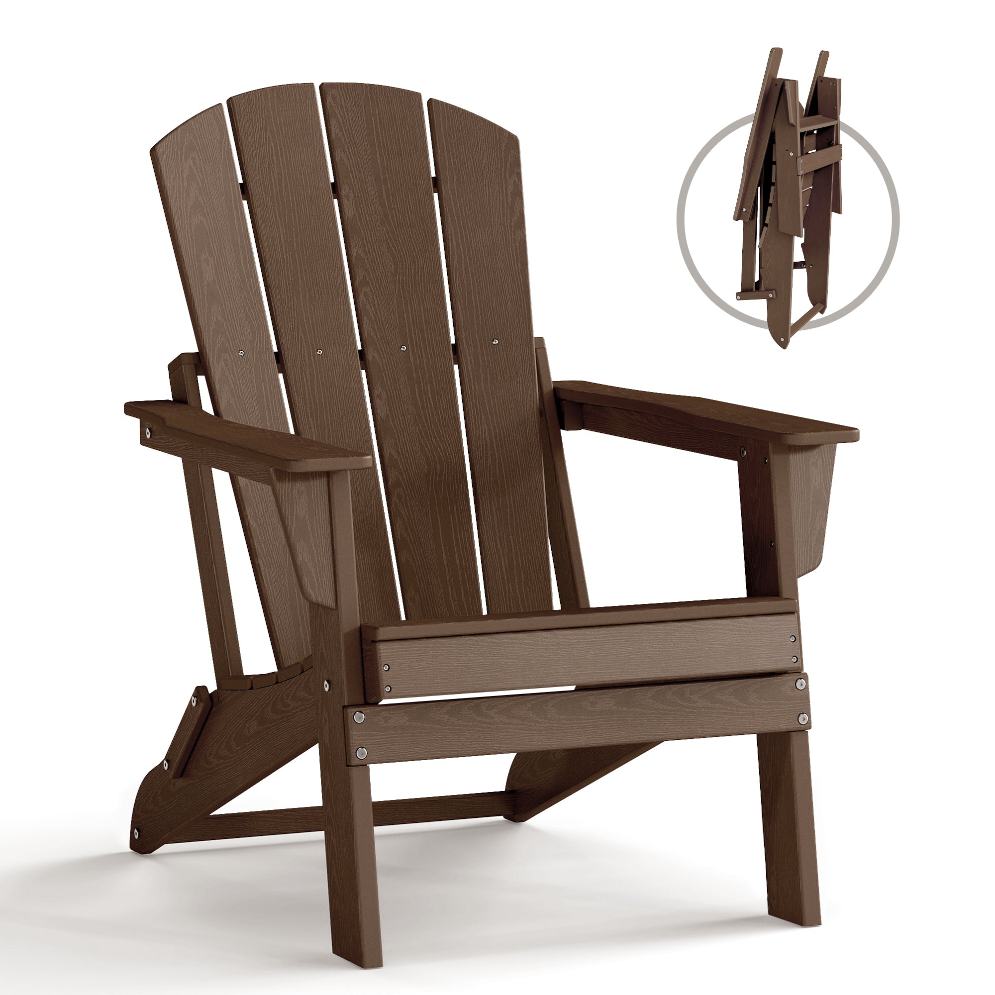 Foldable Wood Grain HDPE Adirondack Chair , 2 Pack & 4 Pack ,  all-weather , 304 Stainless Steel Hardware