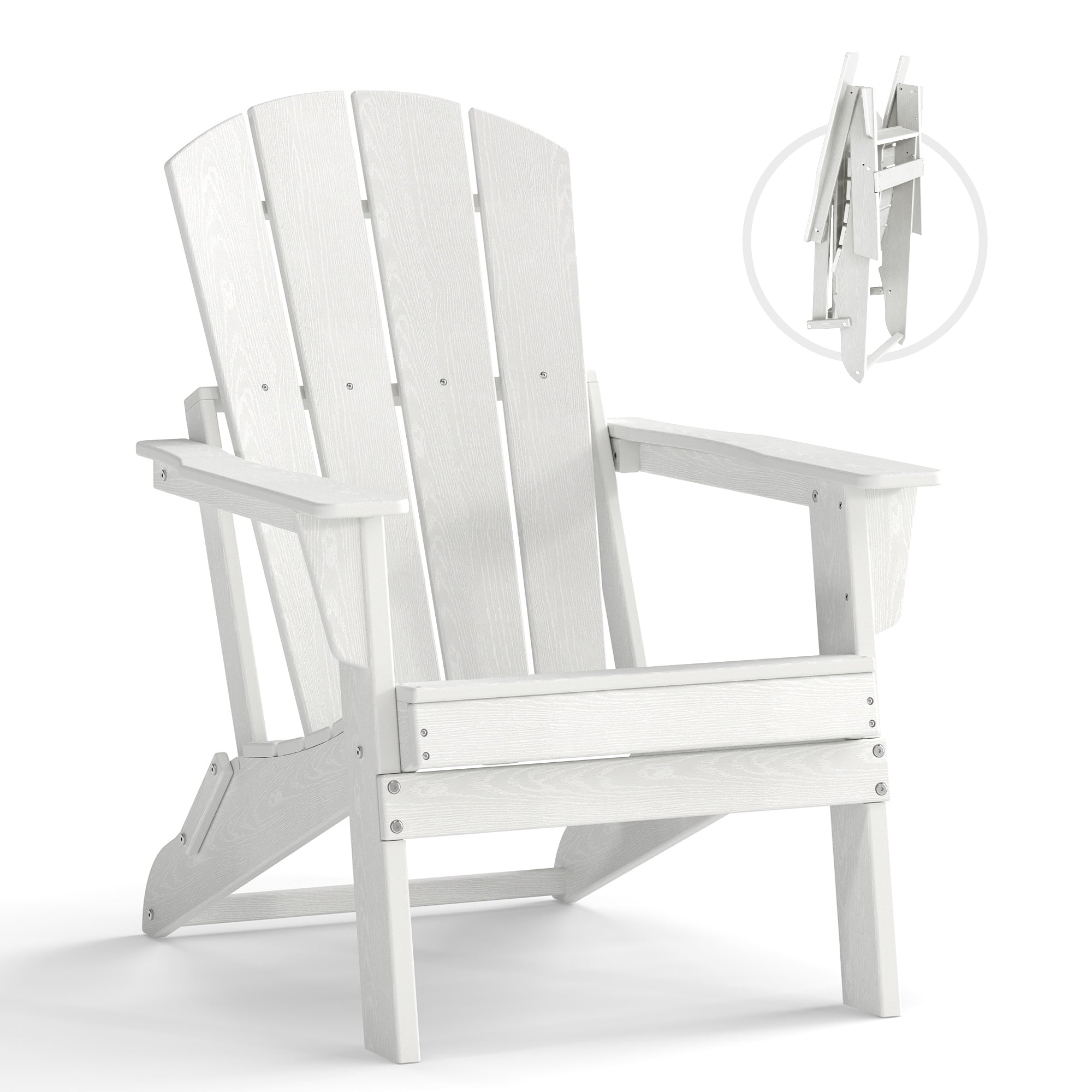 Foldable Wood Grain HDPE Adirondack Chair , 2 Pack & 4 Pack ,  all-weather , 304 Stainless Steel Hardware