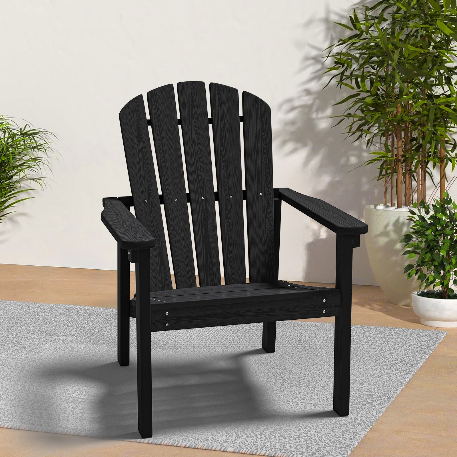 Awoutwood Stackable HDPE Adirondack Dining Chair, 2Pack & 4Pack , Wood Grain Ergonomic Compact Design for Fire Pit & Patio