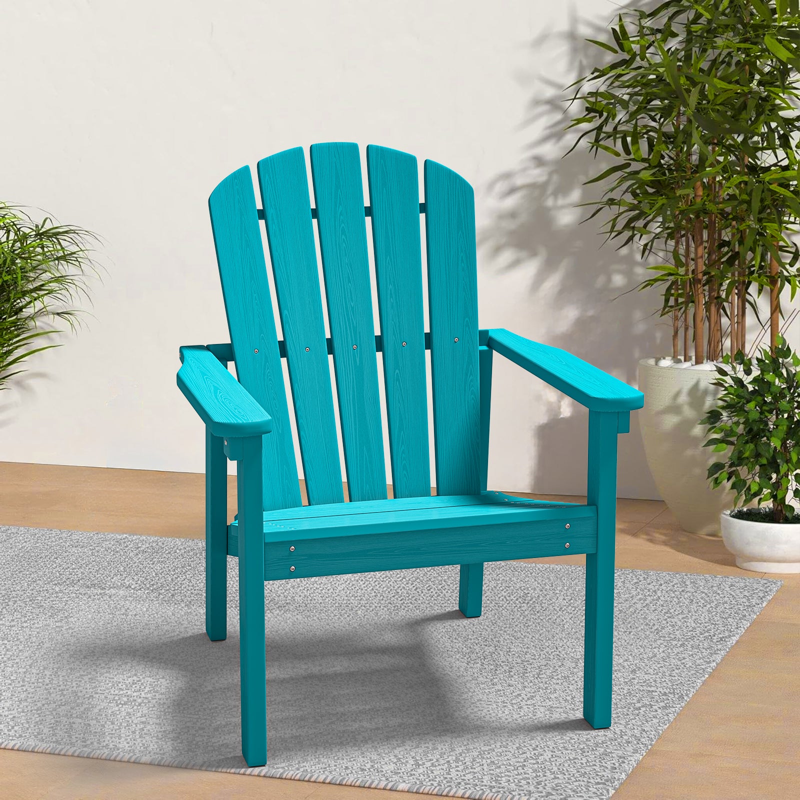 Awoutwood Stackable HDPE Adirondack Dining Chair, 2Pack & 4Pack , Wood Grain Ergonomic Compact Design for Fire Pit & Patio