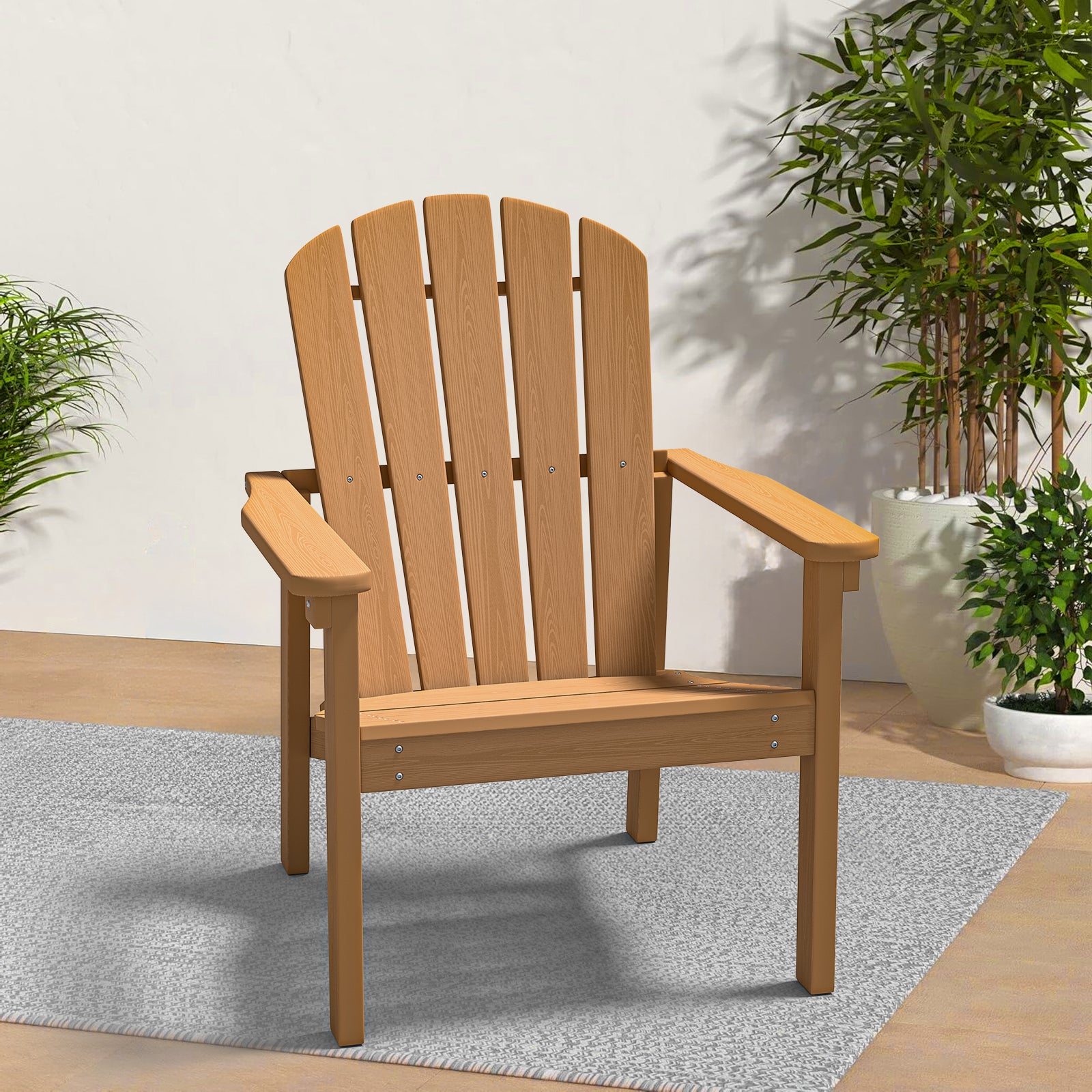 Awoutwood Stackable HDPE Adirondack Dining Chair, 2Pack & 4Pack , Wood Grain Ergonomic Compact Design for Fire Pit & Patio