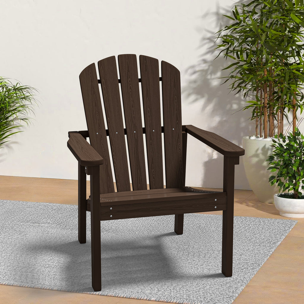 Awoutwood Stackable HDPE Adirondack Dining Chair, 2Pack & 4Pack , Wood Grain Ergonomic Compact Design for Fire Pit & Patio