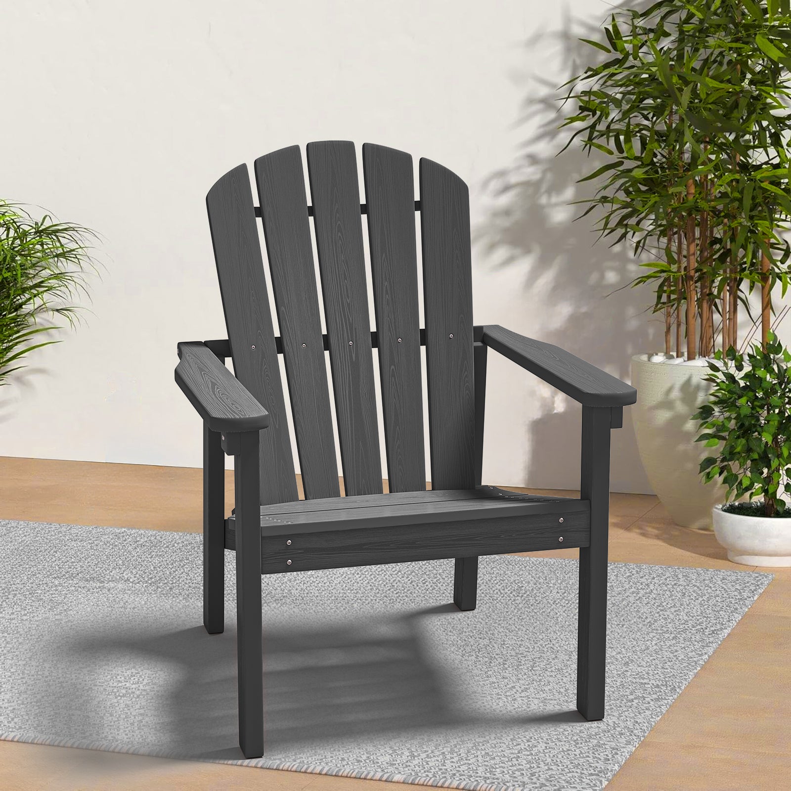 Awoutwood Stackable HDPE Adirondack Dining Chair, 2Pack & 4Pack , Wood Grain Ergonomic Compact Design for Fire Pit & Patio