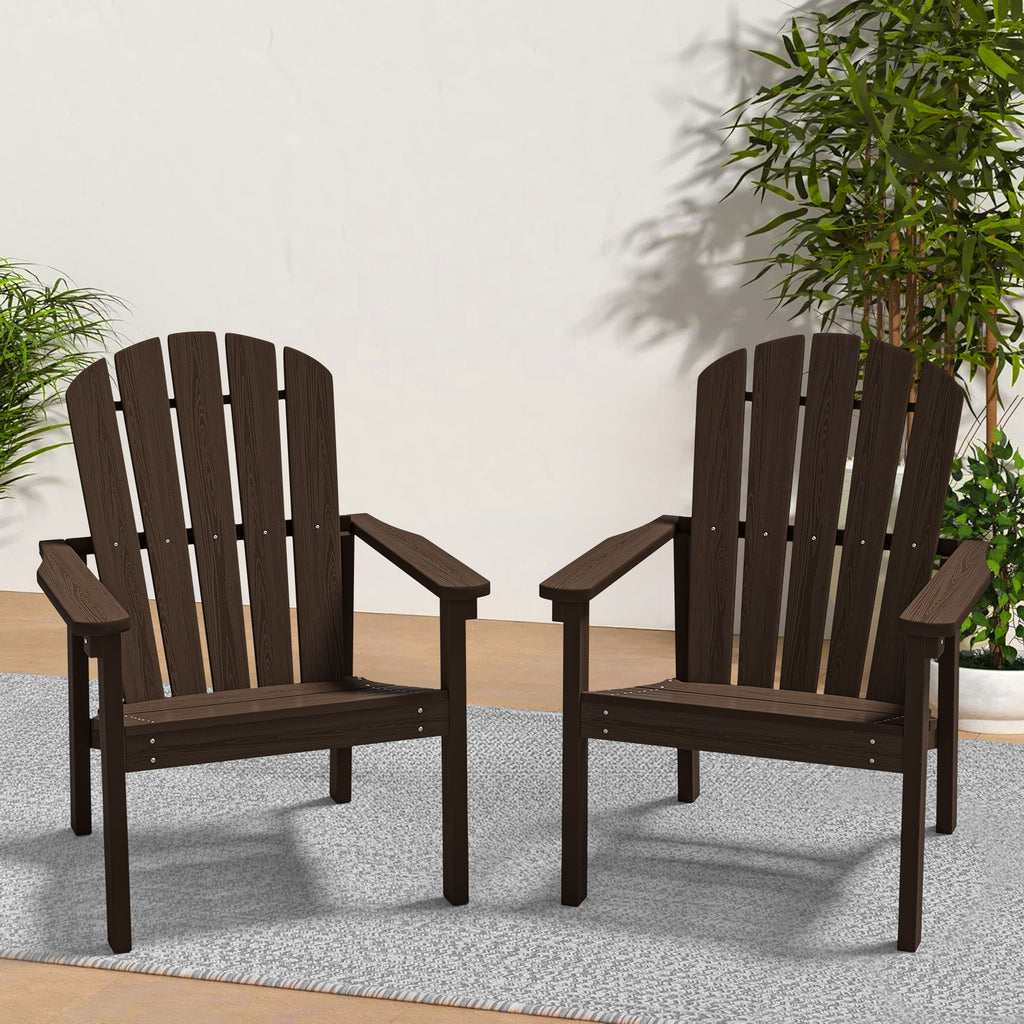 Awoutwood Stackable HDPE Adirondack Dining Chair, 2Pack & 4Pack , Wood Grain Ergonomic Compact Design for Fire Pit & Patio