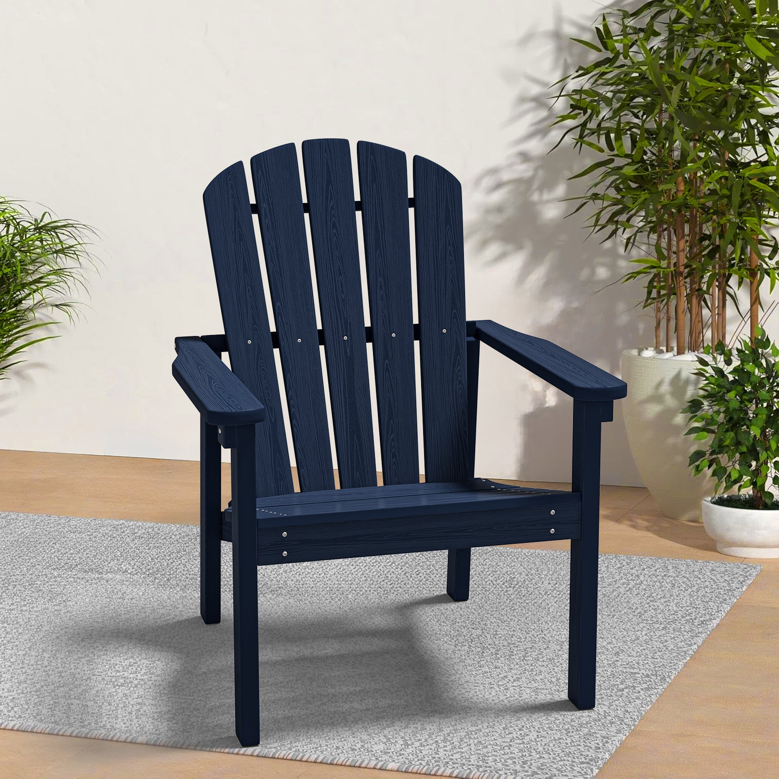 Awoutwood Stackable HDPE Adirondack Dining Chair, 2Pack & 4Pack , Wood Grain Ergonomic Compact Design for Fire Pit & Patio
