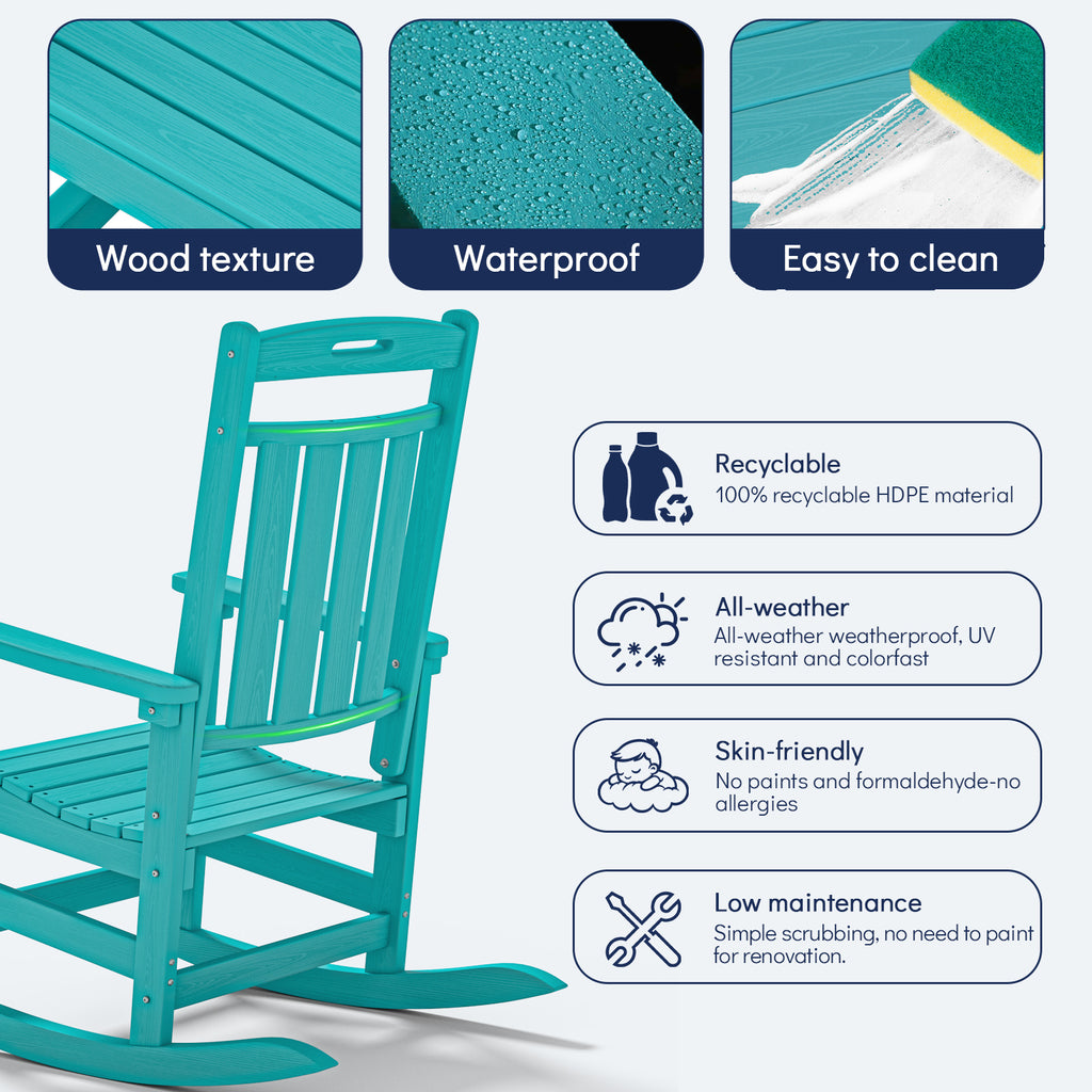 AWoutwood HDPE Rocking Chair , 1 & 2 Pack, All- Wether Resisted - Oversize seat