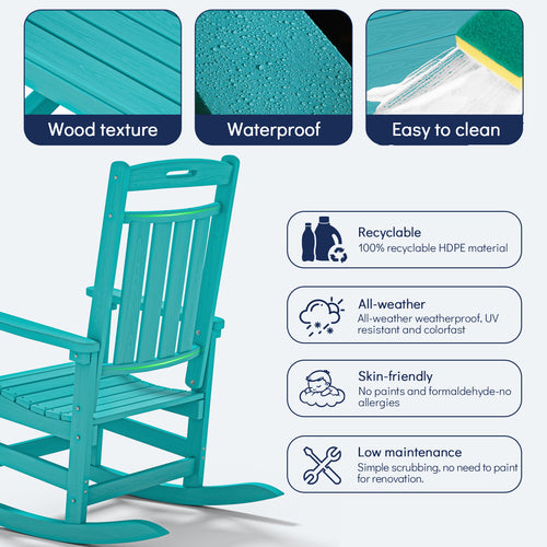 AWoutwood HDPE Rocking Chair & All- Wether Resisted - Oversize seat
