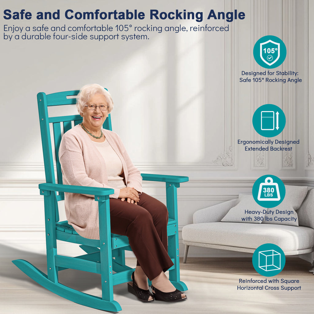 AWoutwood HDPE Rocking Chair , 1 & 2 Pack, All- Wether Resisted - Oversize seat
