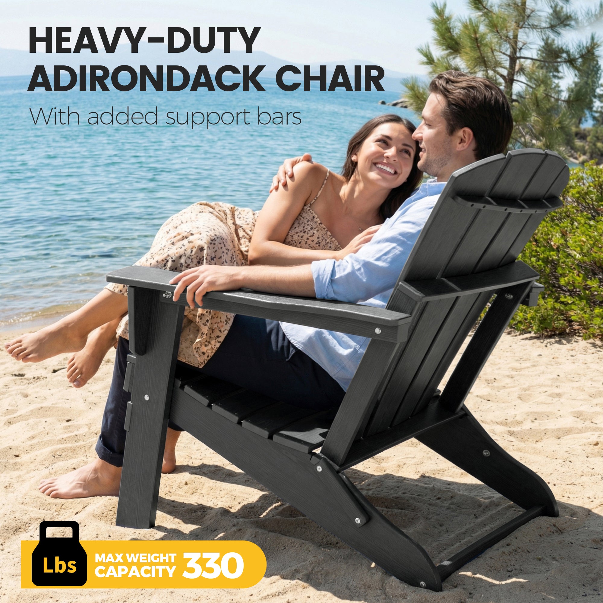 Foldable Wood Grain HDPE Adirondack Chair , 2 Pack & 4 Pack ,  all-weather , 304 Stainless Steel Hardware