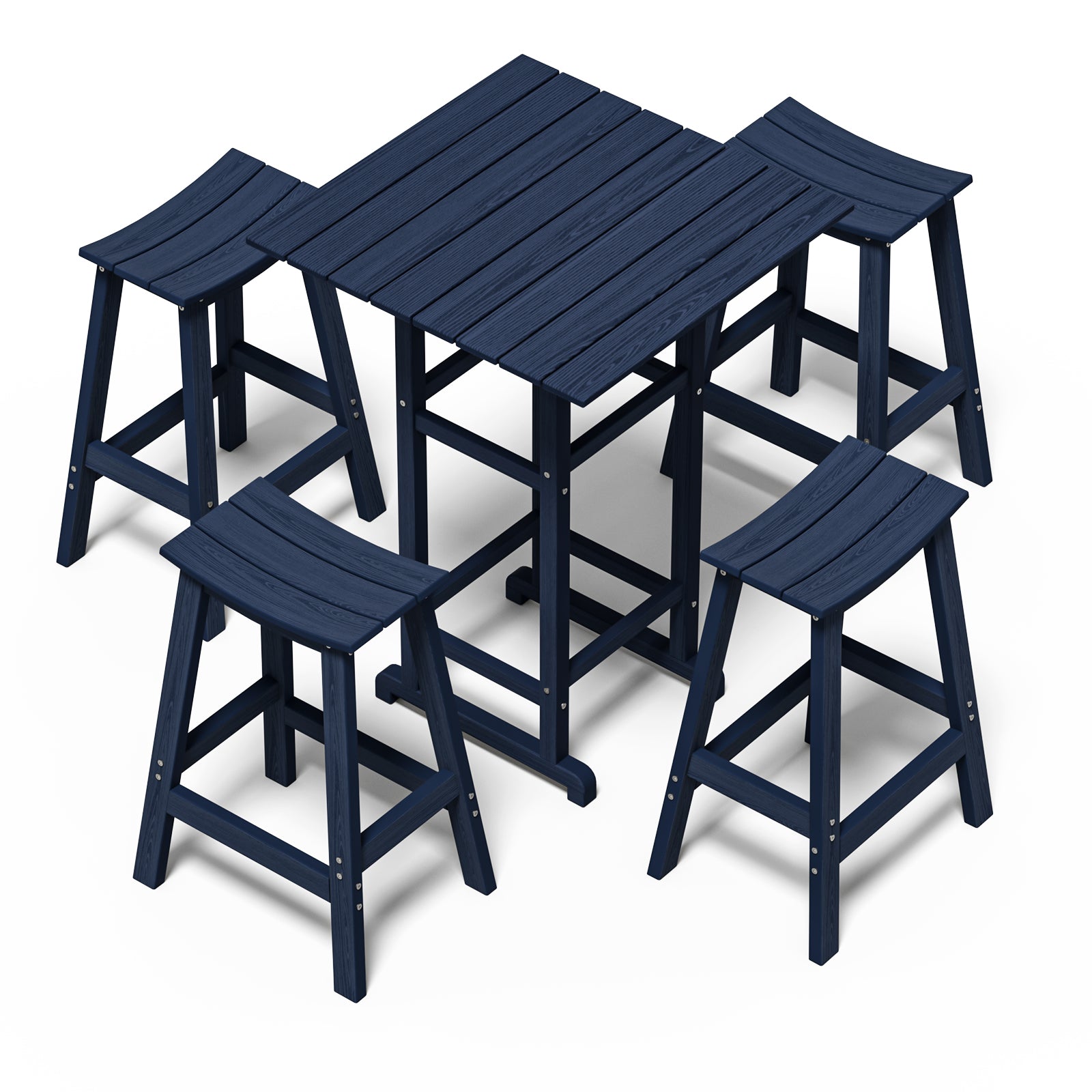 Awoutwood Patio Bar Set, Square HDPE Bar Table &  Bar Stools,  3-Piece &  5-Piece - Weather Resistant Rust-Proof Alloy Frame