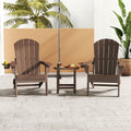 AWoutwood 3-Piece Set Adirondack Chair, Side Table & Foldable Chair with Cup Holders, Wood-Grain Finish