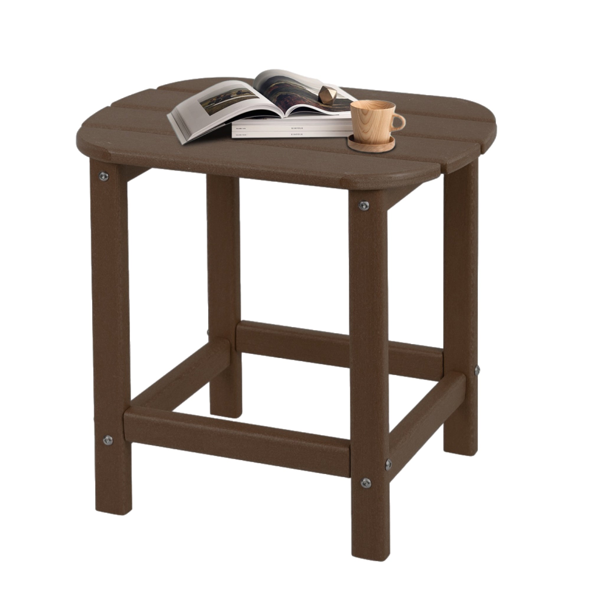 HDPE Adirondack Side & End Table, Weatherproof Wood Grain Outdoor Accent Table