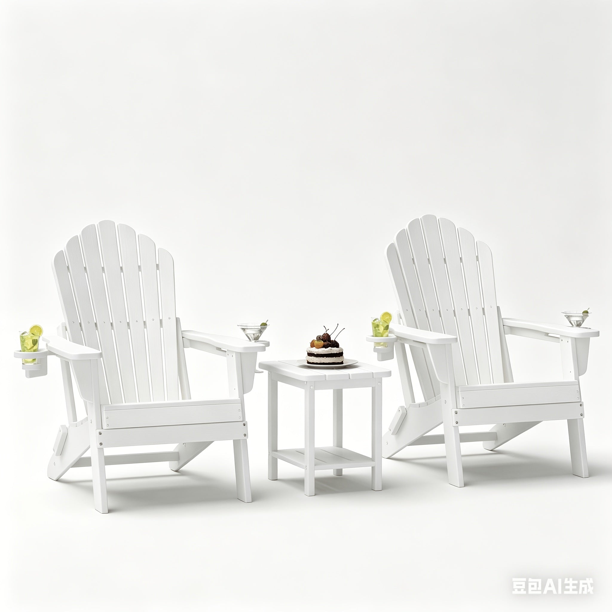 Awoutwood Foldable HDPE Adirondack Chair with Dual Cup Holders,2 Pack & 4 Pack & 3Pack , Weather Resistant Premium Wood Grain Finish, 304 Stainless Steel Hardware