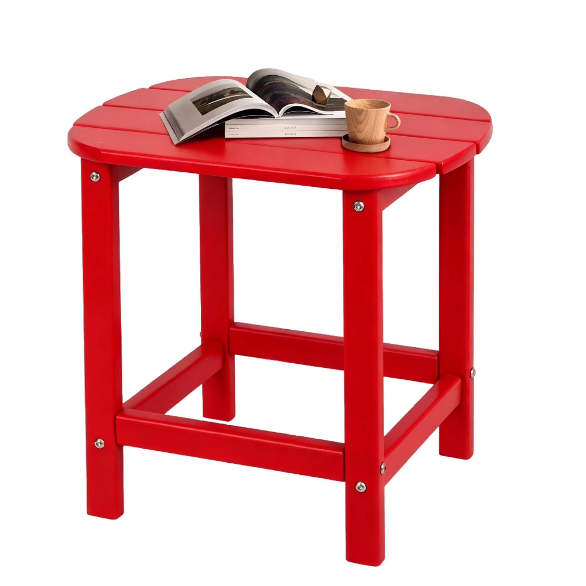 HDPE Adirondack Side & End Table, Weatherproof Wood Grain Outdoor Accent Table