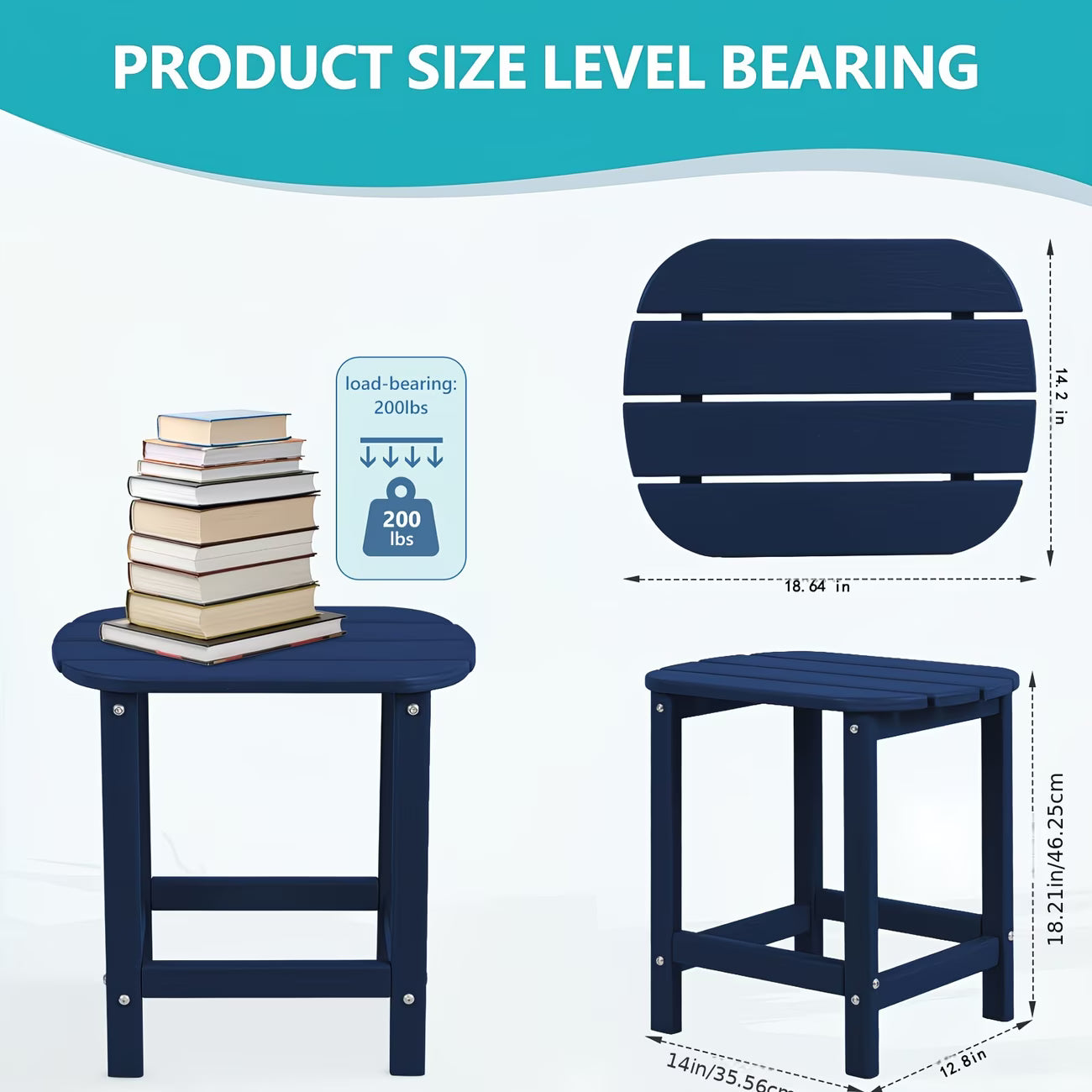 HDPE Adirondack Side & End Table, Weatherproof Wood Grain Outdoor Accent Table