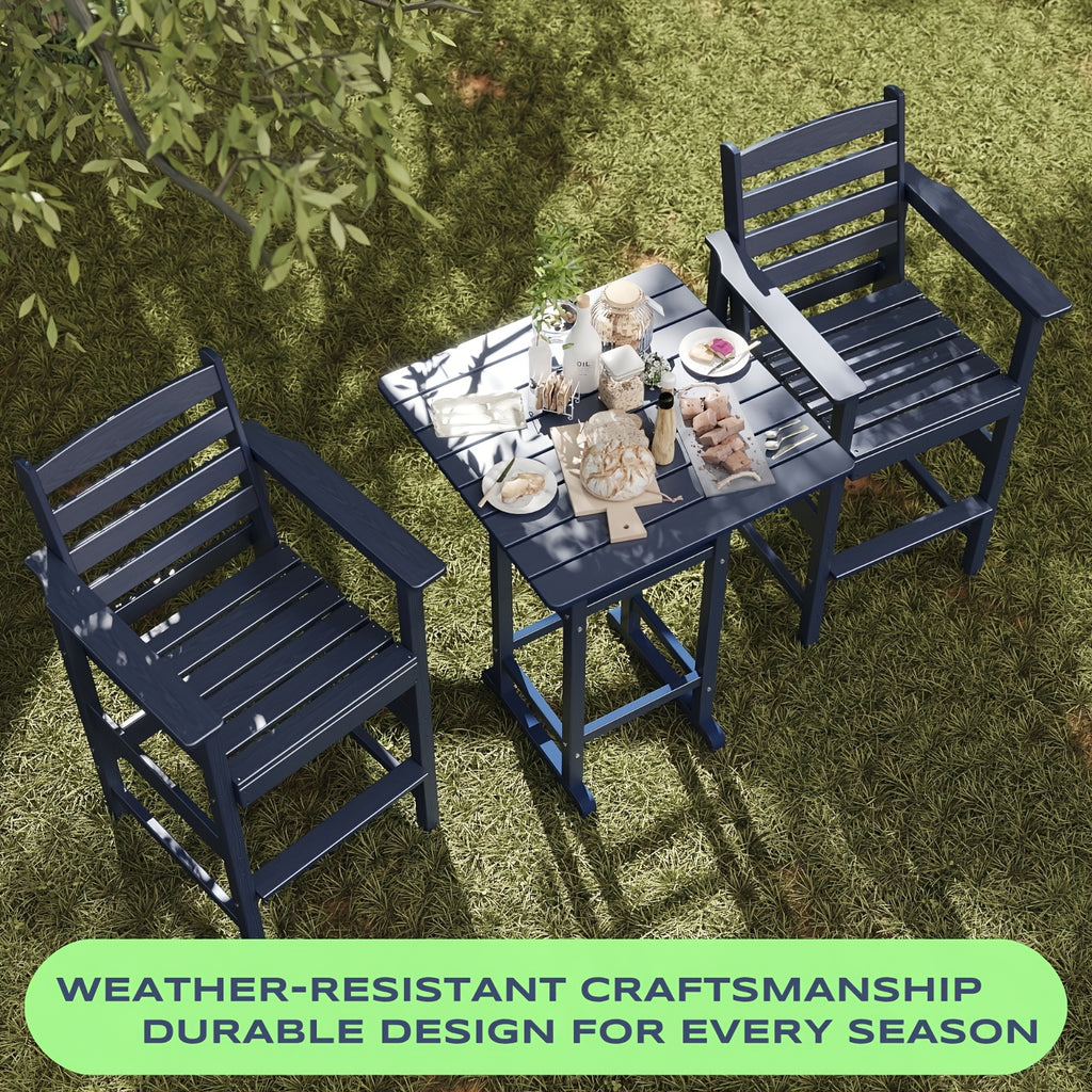 Awoutwood Tall Adirondack Bar Set chair & HDPE Bar Table, 3-Piece & 5-Piece Bar Set, Weatherproof Wood Grain Outdoor Patio Furniture