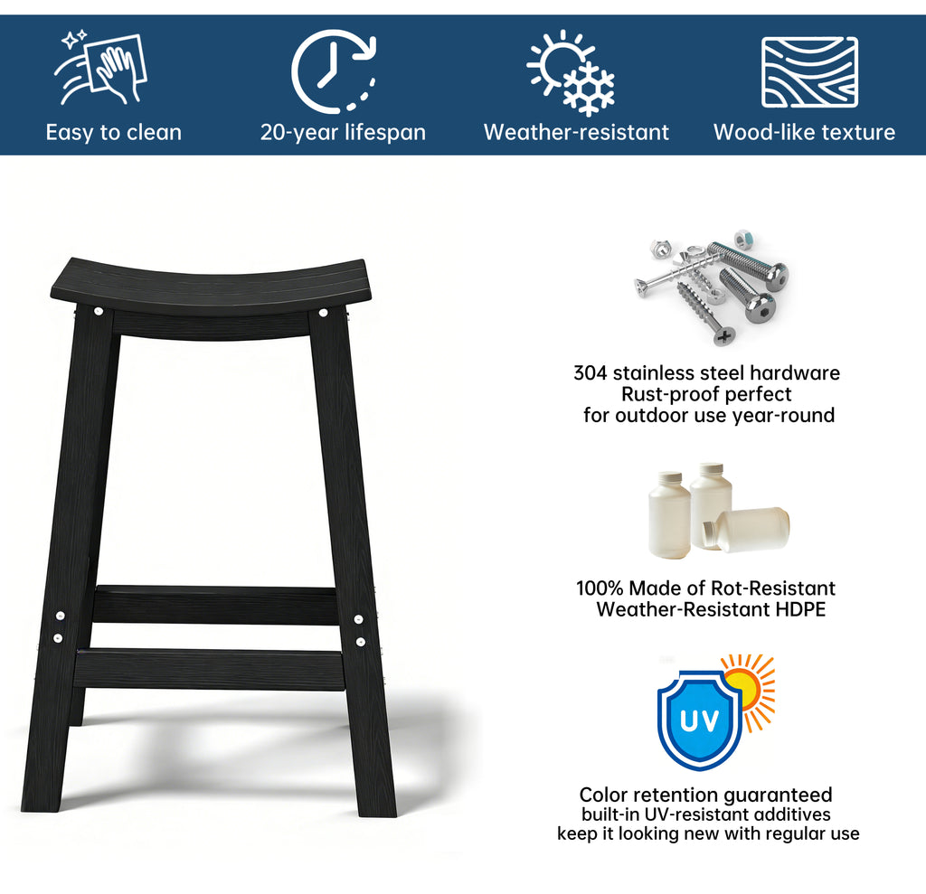 Awoutwood Patio Bar Set, Square HDPE Bar Table &  Bar Stools,  3-Piece &  5-Piece - Weather Resistant Rust-Proof Alloy Frame