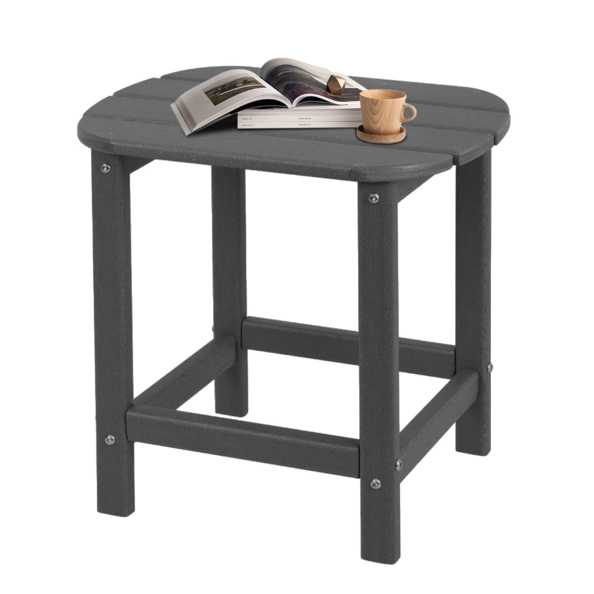 HDPE Adirondack Side & End Table, Weatherproof Wood Grain Outdoor Accent Table