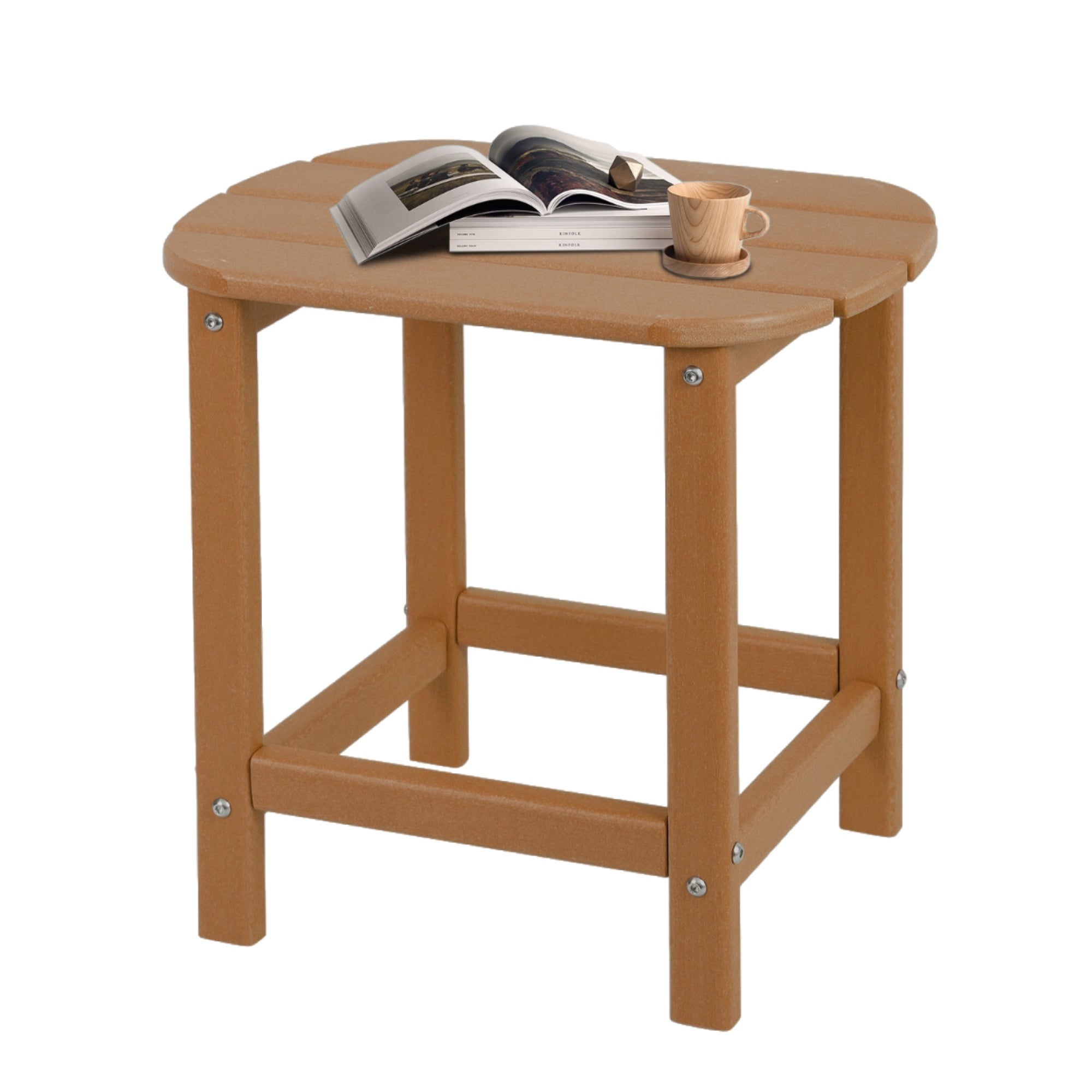 HDPE Adirondack Side & End Table, Weatherproof Wood Grain Outdoor Accent Table