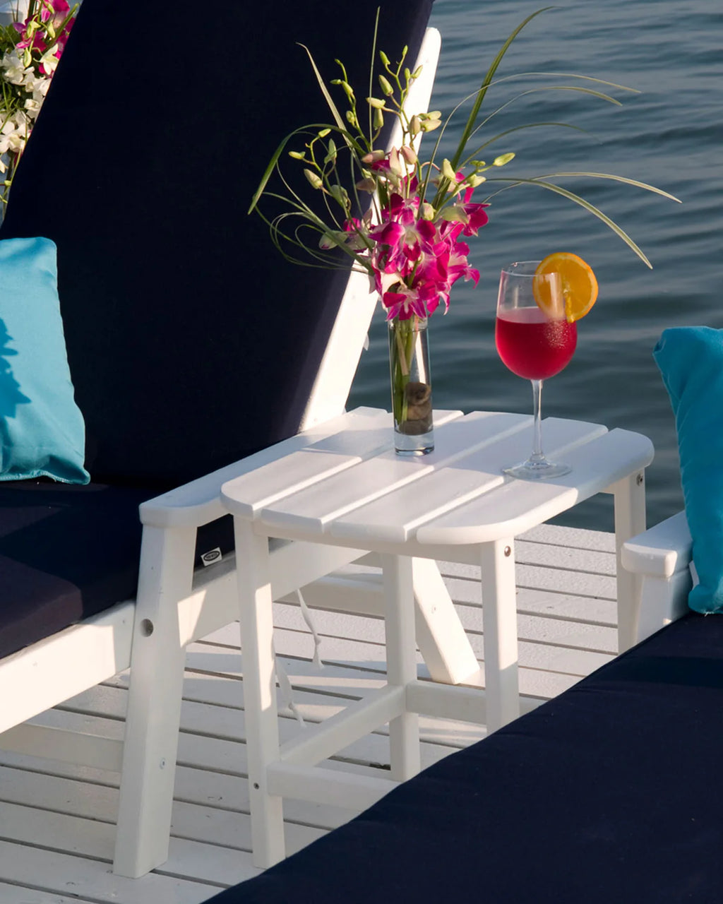HDPE Adirondack Side & End Table, Weatherproof Wood Grain Outdoor Accent Table