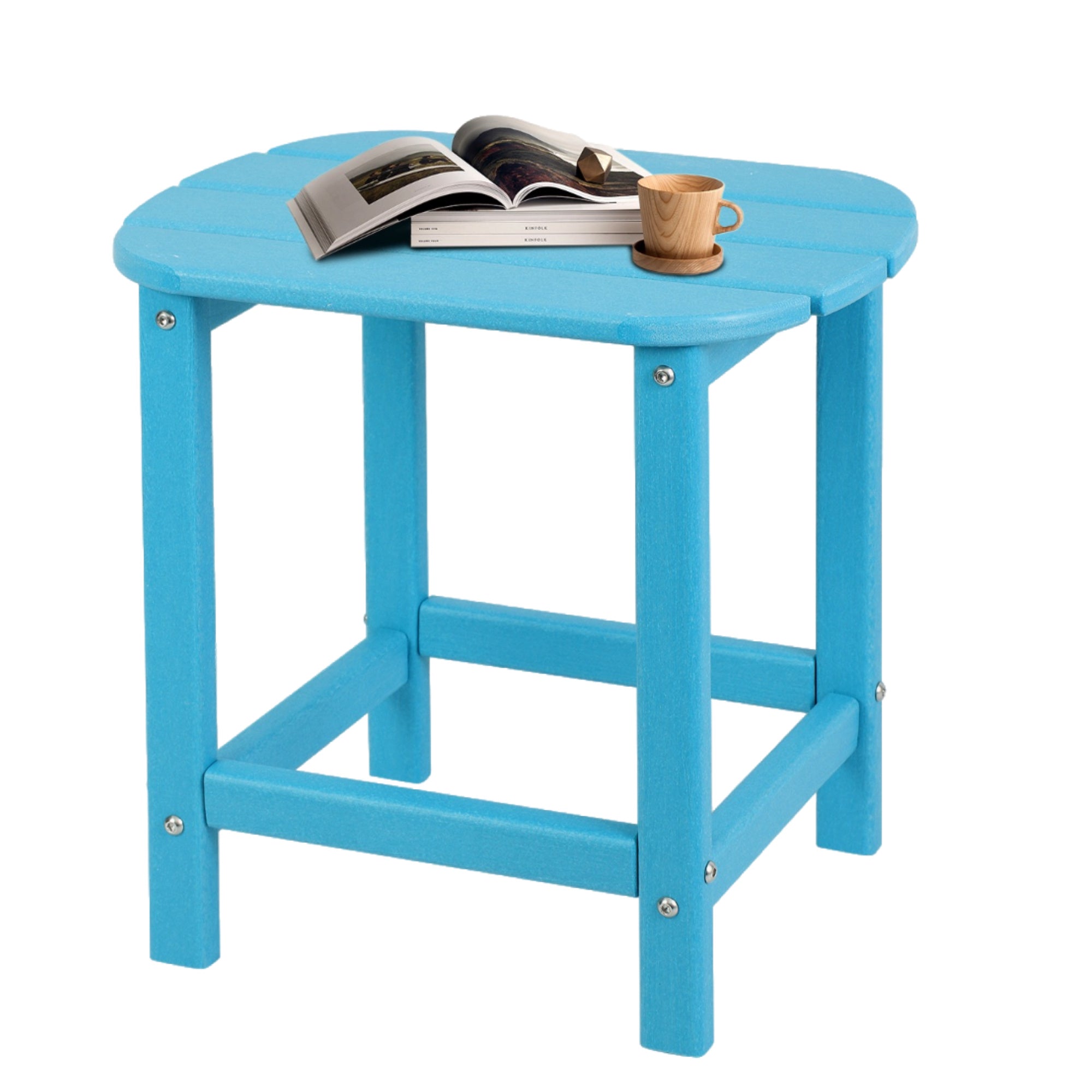HDPE Adirondack Side & End Table, Weatherproof Wood Grain Outdoor Accent Table