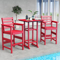 Awoutwood Tall Adirondack Bar Set chair & HDPE Bar Table, 3-Piece & 5-Piece Bar Set, Weatherproof Wood Grain Outdoor Patio Furniture